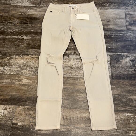 KanCan Jeans Womens 5 26 Beige Distressed Skinny Knee Rip‎ Stretch KC7210LG NWT - Picture 2 of 16
